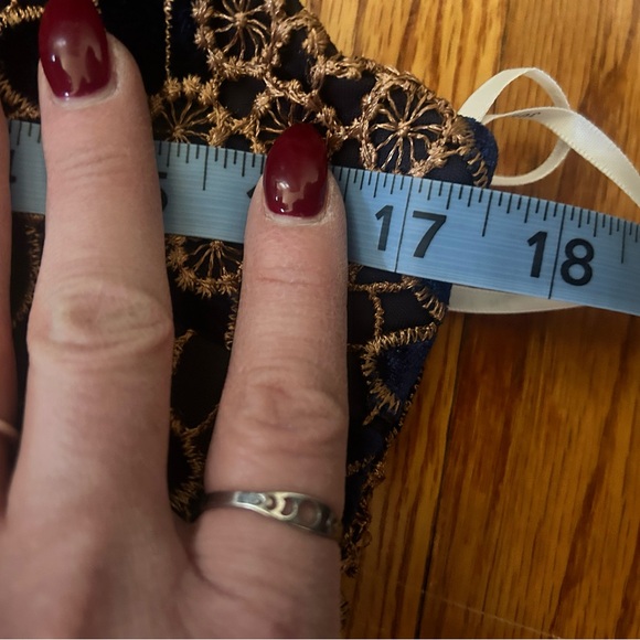 Petal & Pup Just Me Alara Navy Floral Lace Overlay Midi Trumpet Cocktail Dress - Picture 16 of 16